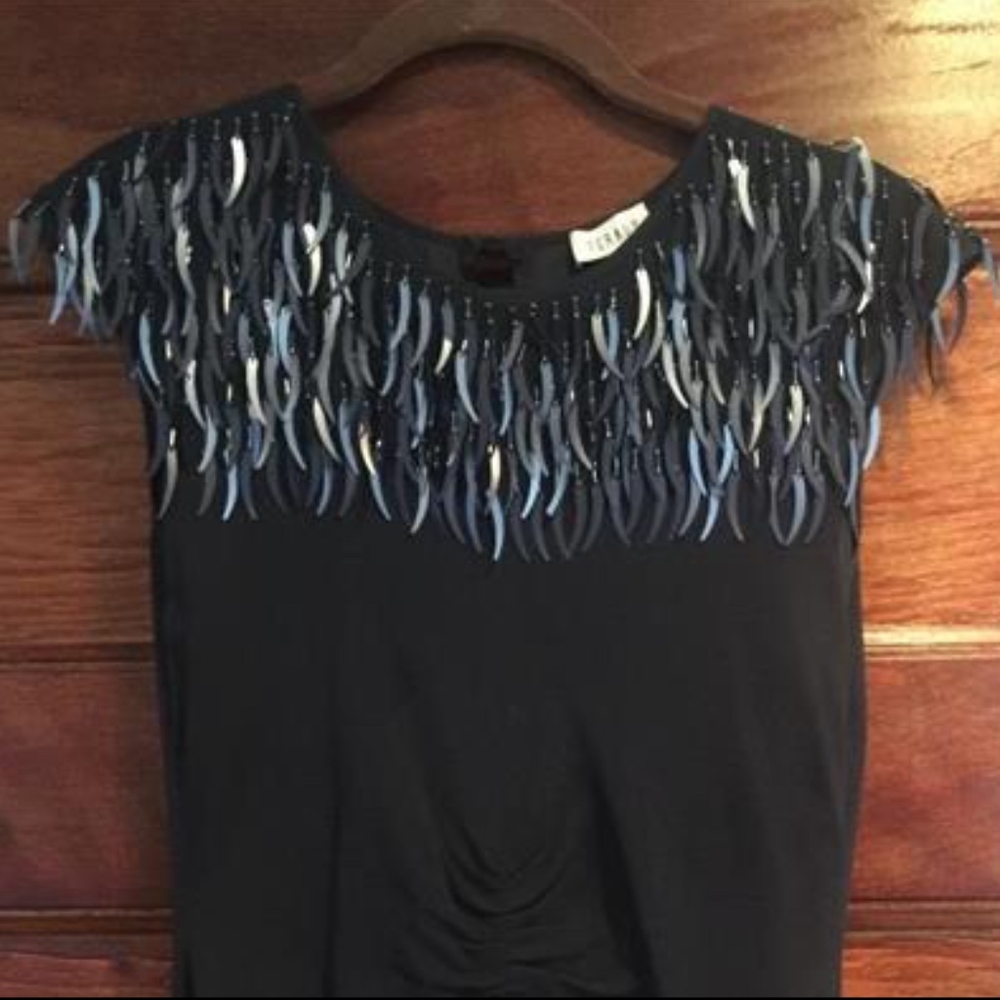 Black Crepe * Sequenced  FERAUD Evening Gown * 38